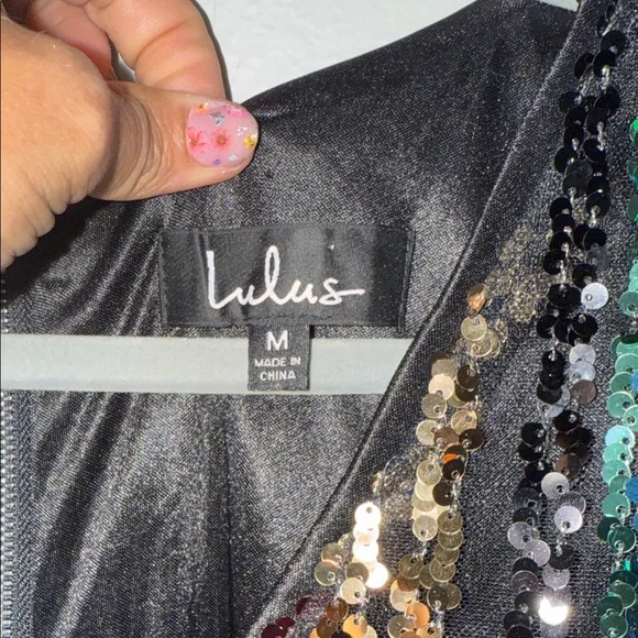 Lulu's Firework striped  Sequin V-Neck Mini Dress - Picture 3 of 9